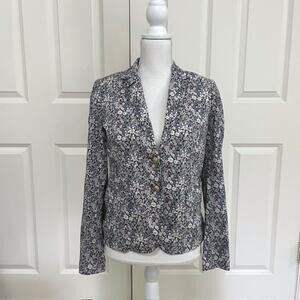 J.Crew Liberty Art Fabrics Floral Cotton Blazer Womens Navy Small Preppy
